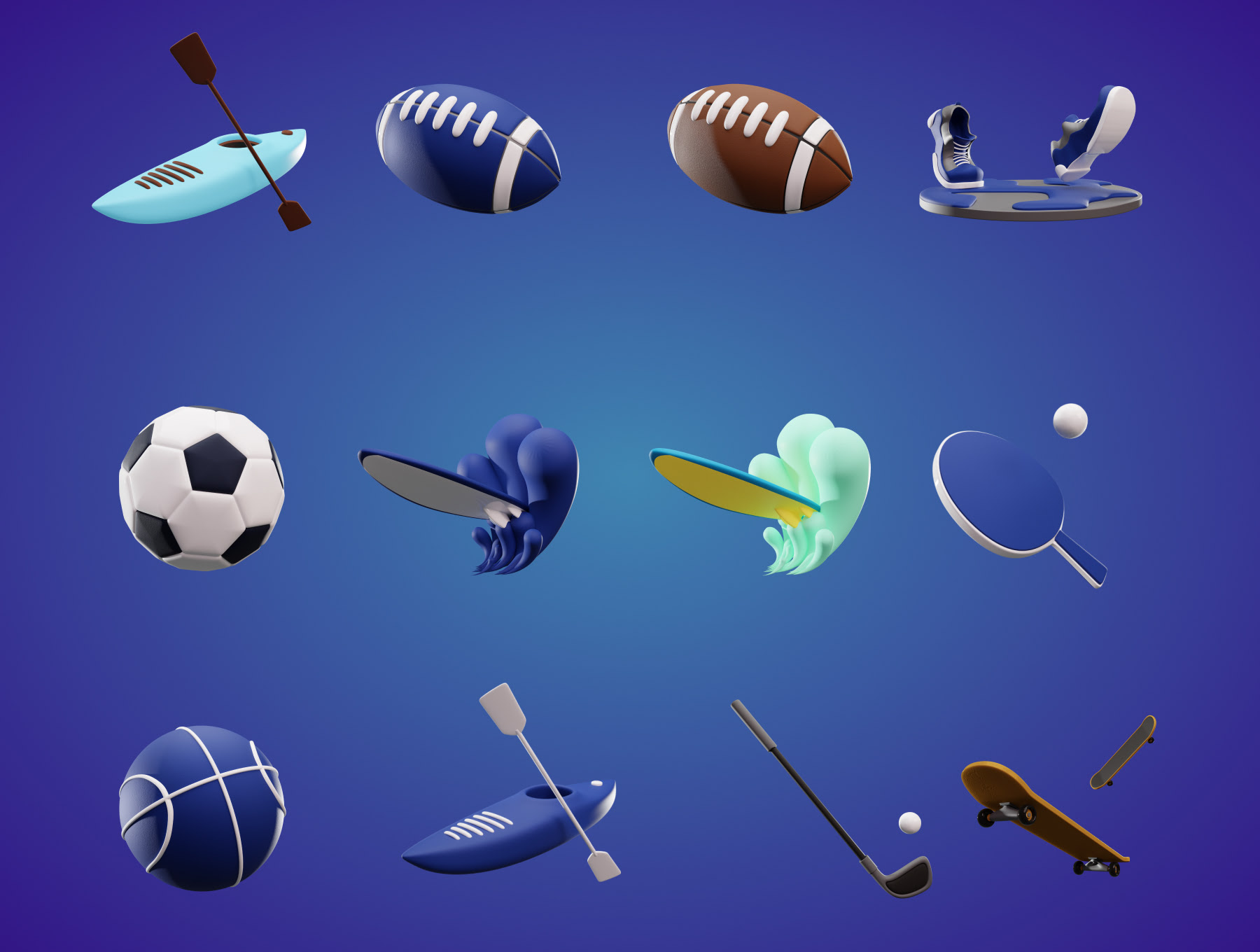 3D运动和竞赛图标集  3D Sport And Competition Icon-3D/图标-到位啦UI