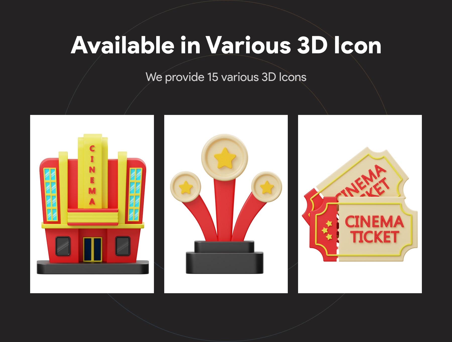 电影和电影3D图标套装 Cinema And Movie 3D Icon-3D/图标-到位啦UI