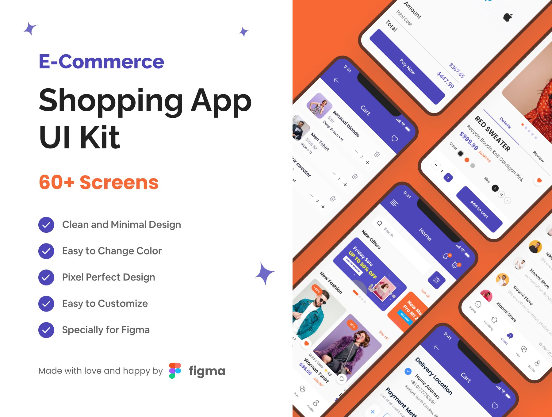 电子商务购物应用程序UI套件 E-Commerce Shopping App UI Kit-UI/UX-到位啦UI