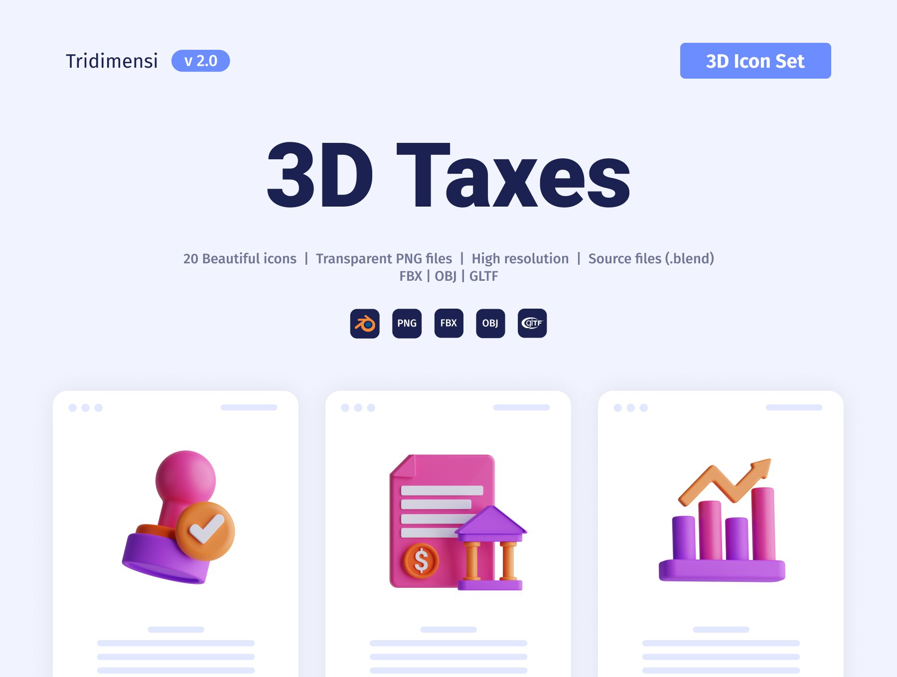 3D税收图标集 3D Taxes Icon Set-3D/图标-到位啦UI
