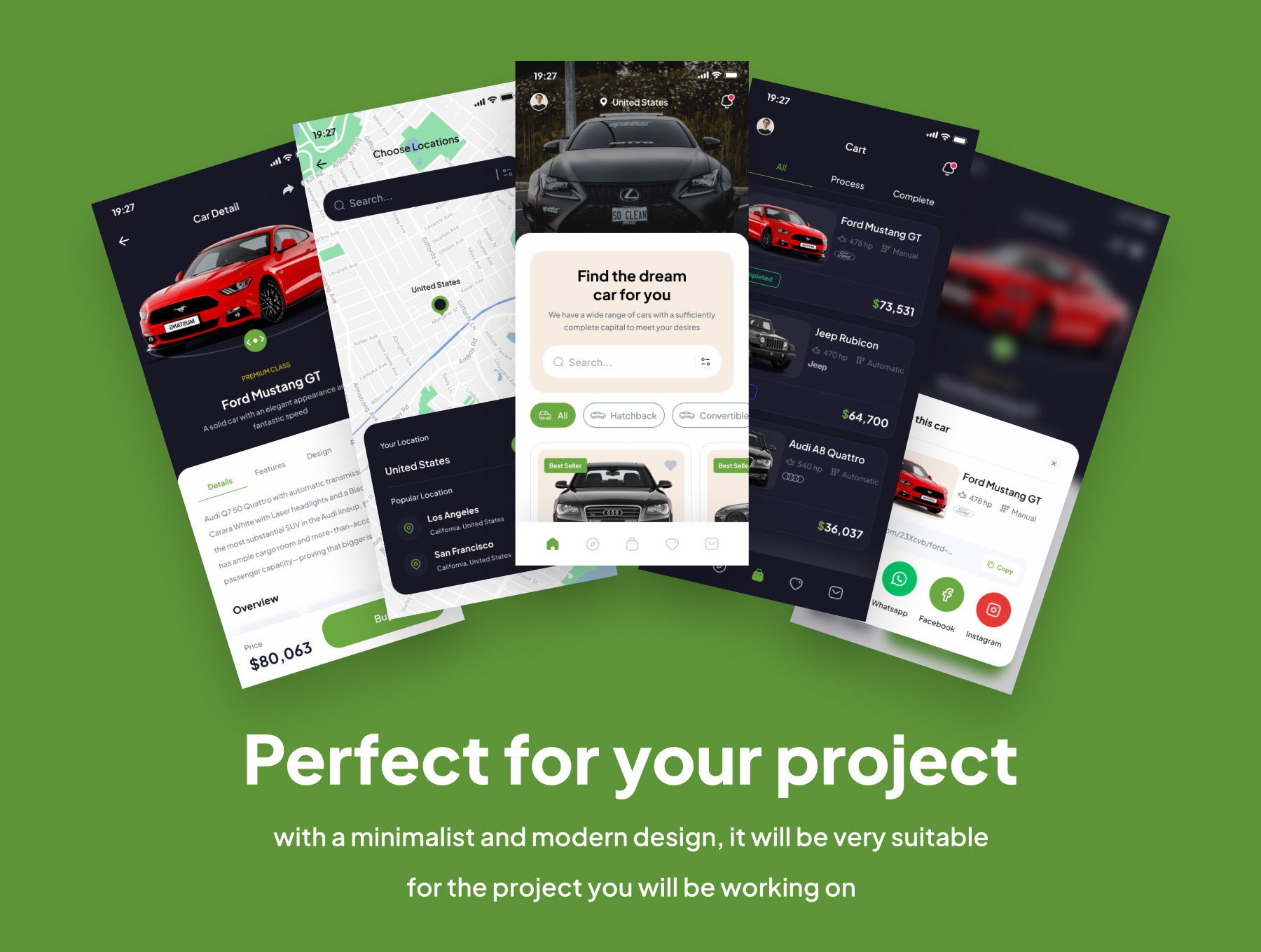 Carsel - 汽车市场应用程序 UI 套件 Carsel - Car Marketplace  App UI Kits-UI/UX-到位啦UI