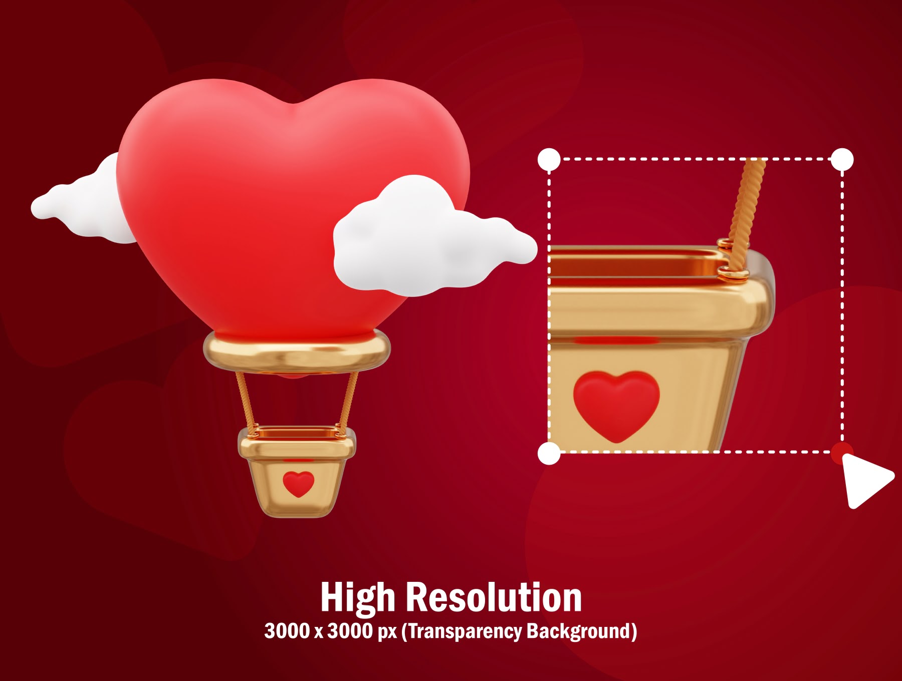 情人节3D素材 Valentine's Day 3D Asset-3D/图标-到位啦UI
