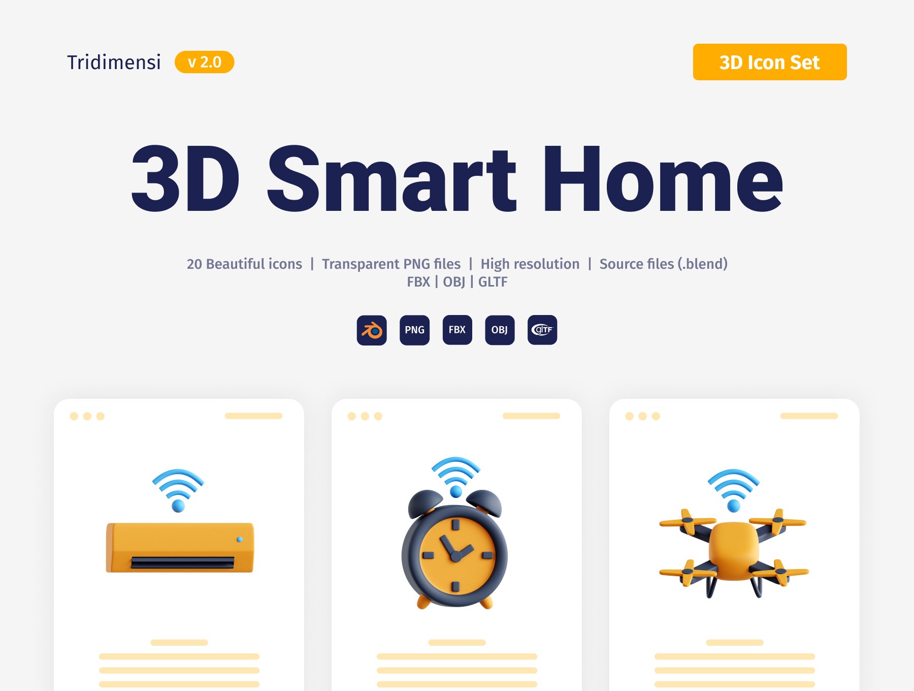 智能家居3D图标集 Smart Home 3D Icon Set-3D/图标-到位啦UI