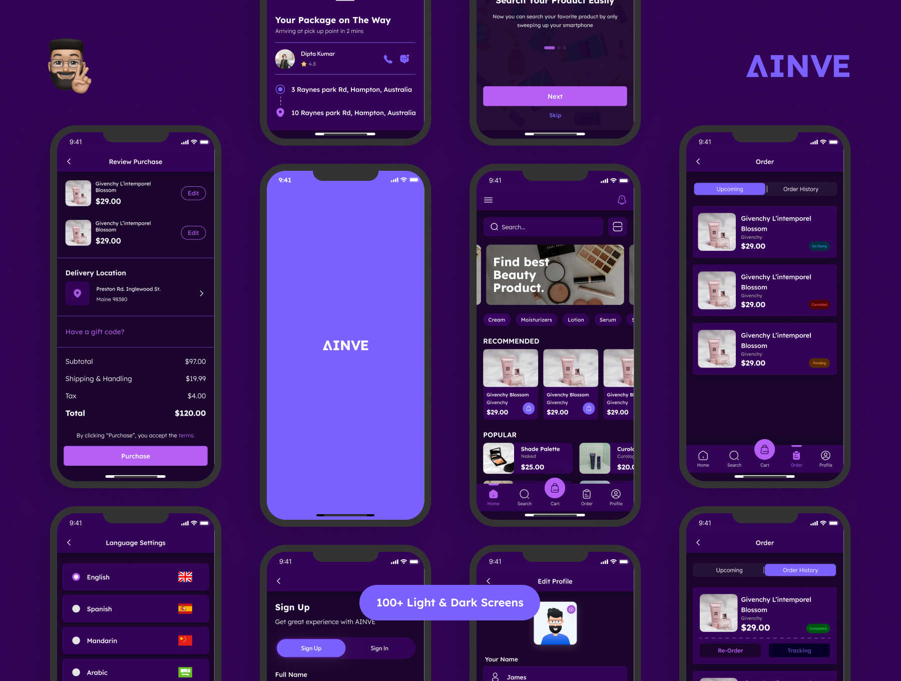 Ainve 美容产品应用程序设计 Ainve Beauty Product App Design-UI/UX-到位啦UI