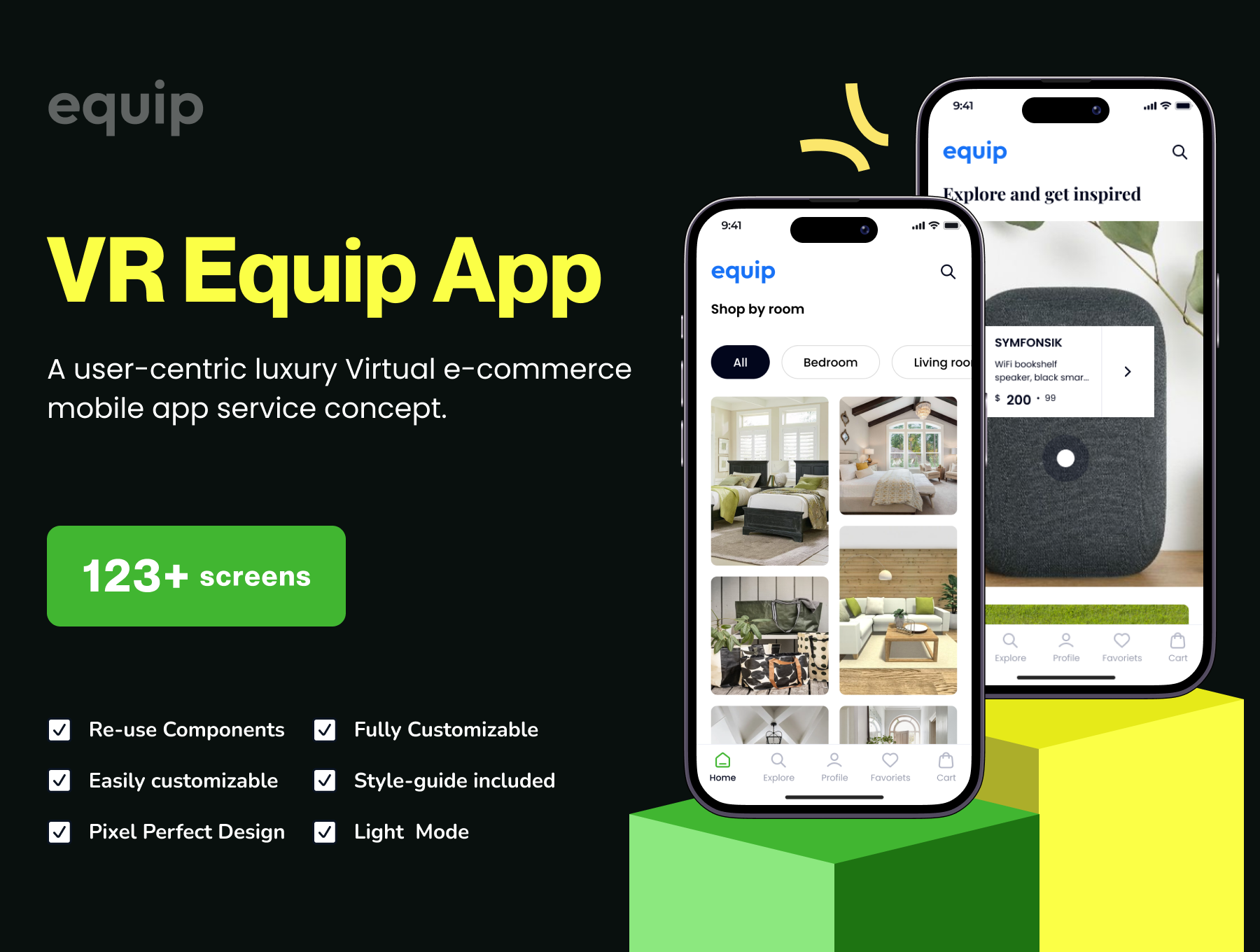 Equip 奢华虚拟AR电子商务购物应用 Equip App Ui Kit Design-UI/UX-到位啦UI