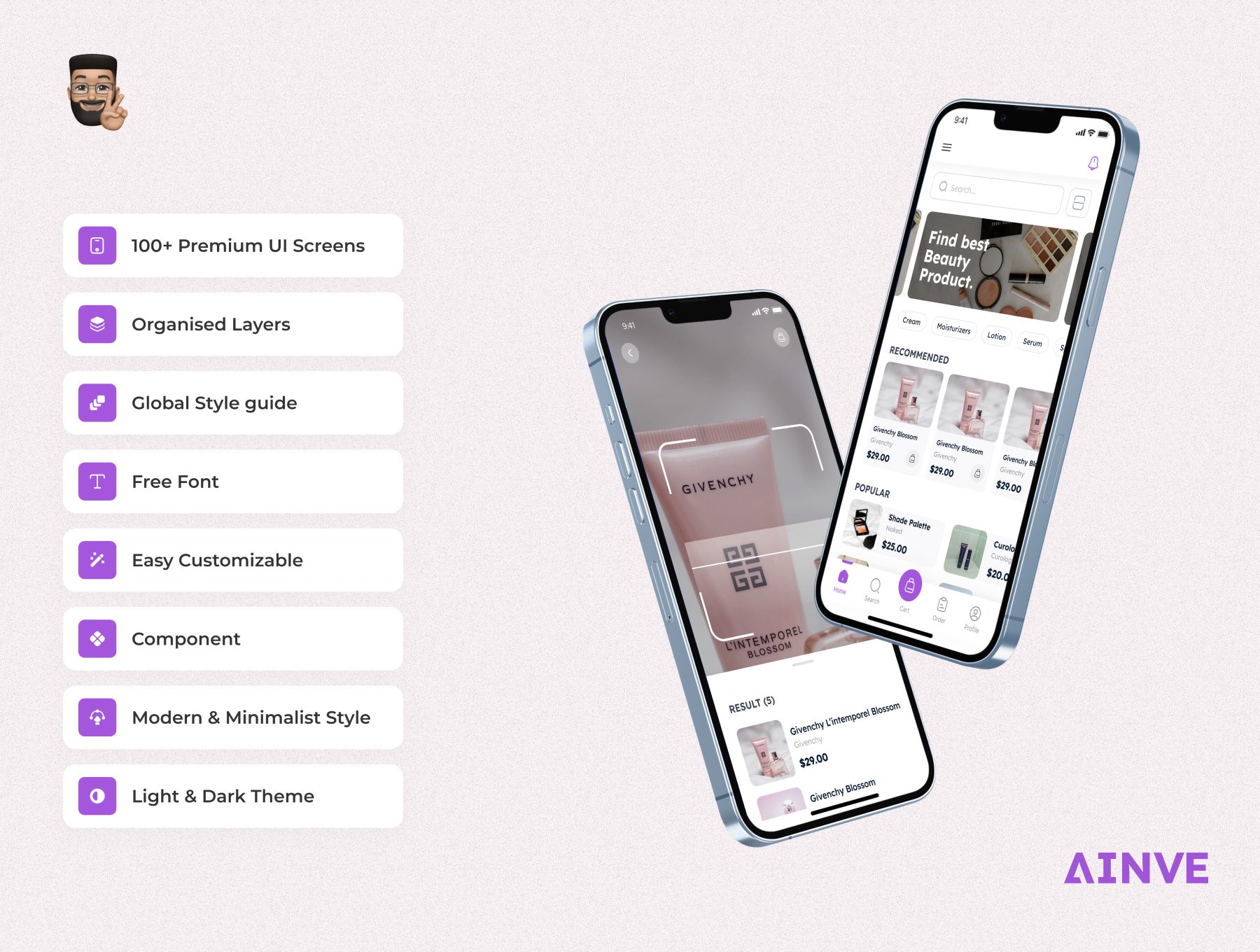 Ainve 美容产品应用程序设计 Ainve Beauty Product App Design-UI/UX-到位啦UI