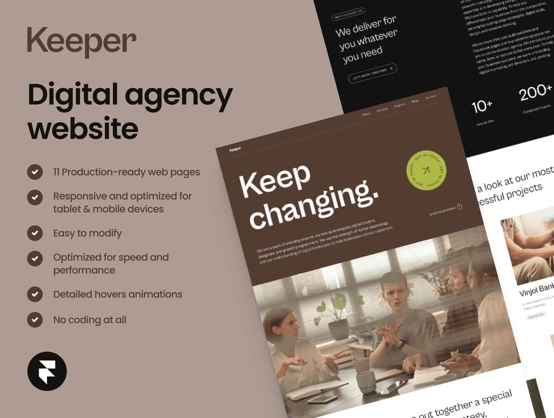 Keeper - Framer 数字机构网站模板 Keeper - Digital agency website for Framer-UI/UX、源码-到位啦UI