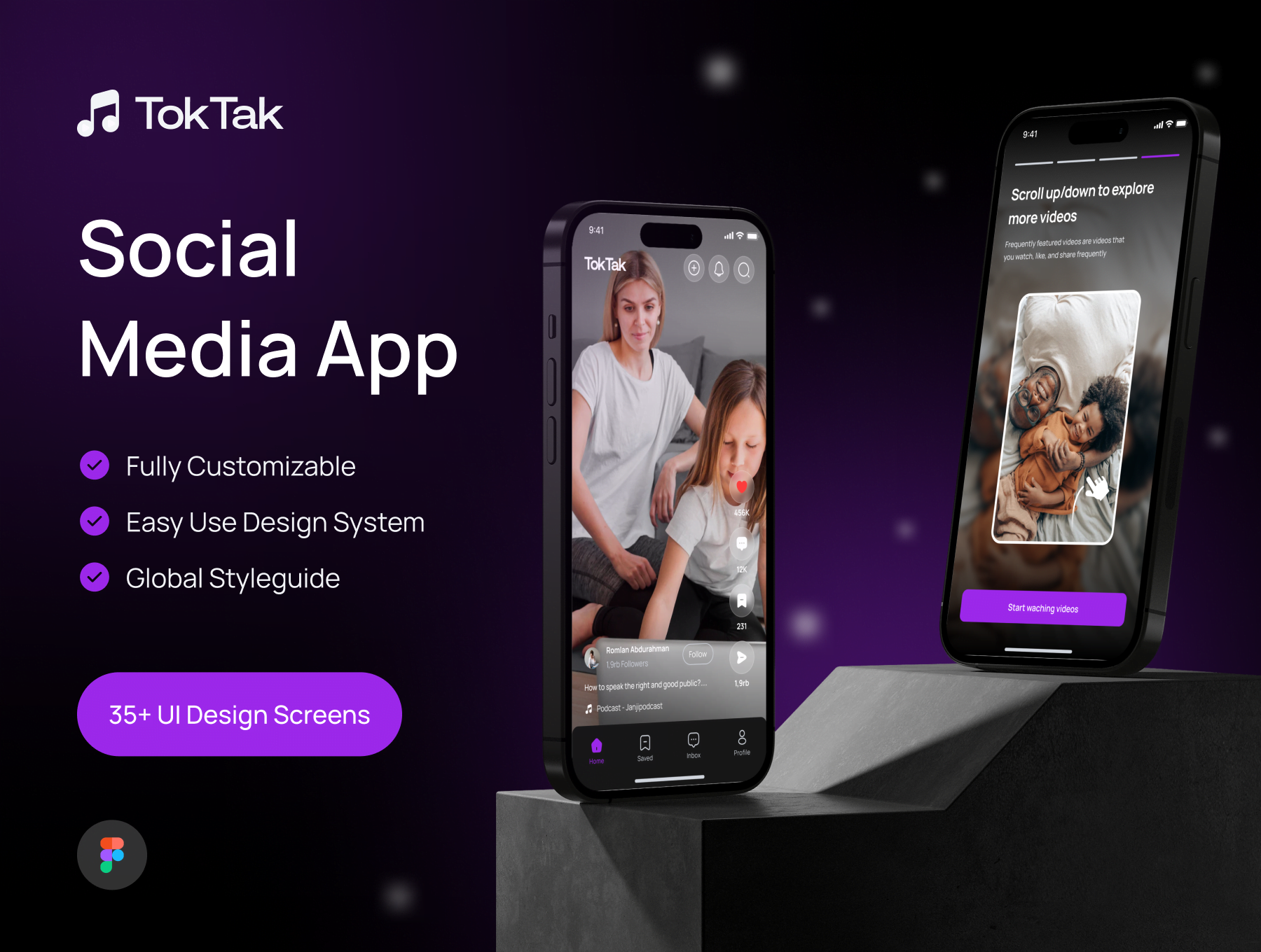 TokTak-社交媒体应用程序UI KIT TokTak - Social Media App UI KIT-UI/UX-到位啦UI